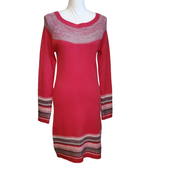 EUC Athleta Fair Isle Nordic Sweater Crew Neck Dress - Picture 1 of 12